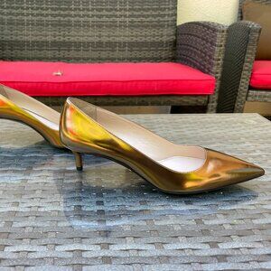 PRADA Gorgeous gold pumps with kitten heel- Never worn! (37.5/sz7)